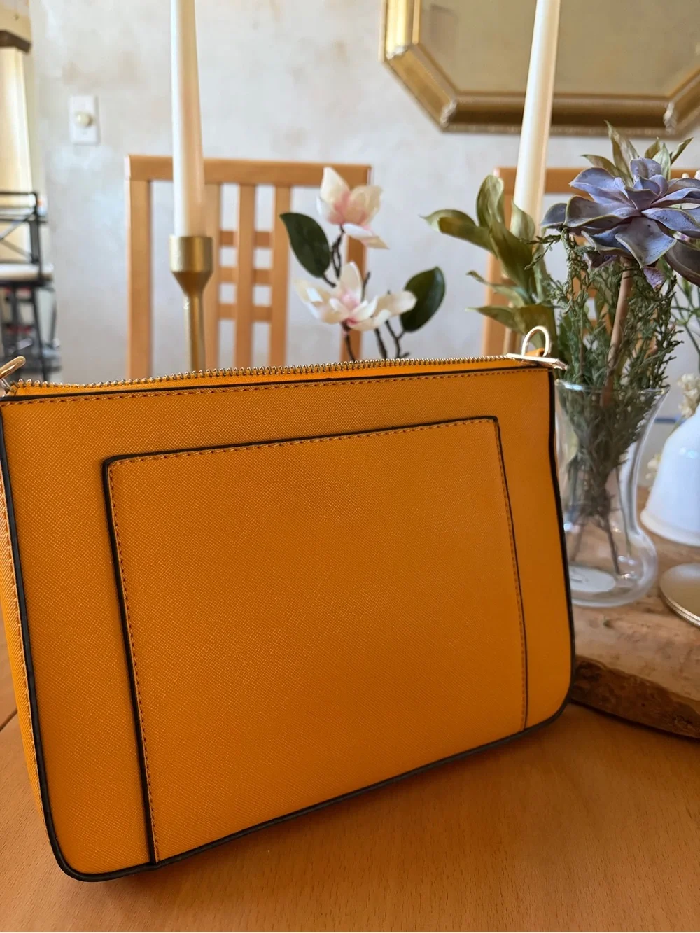 Yellow Zip-Top Crossbody Bag